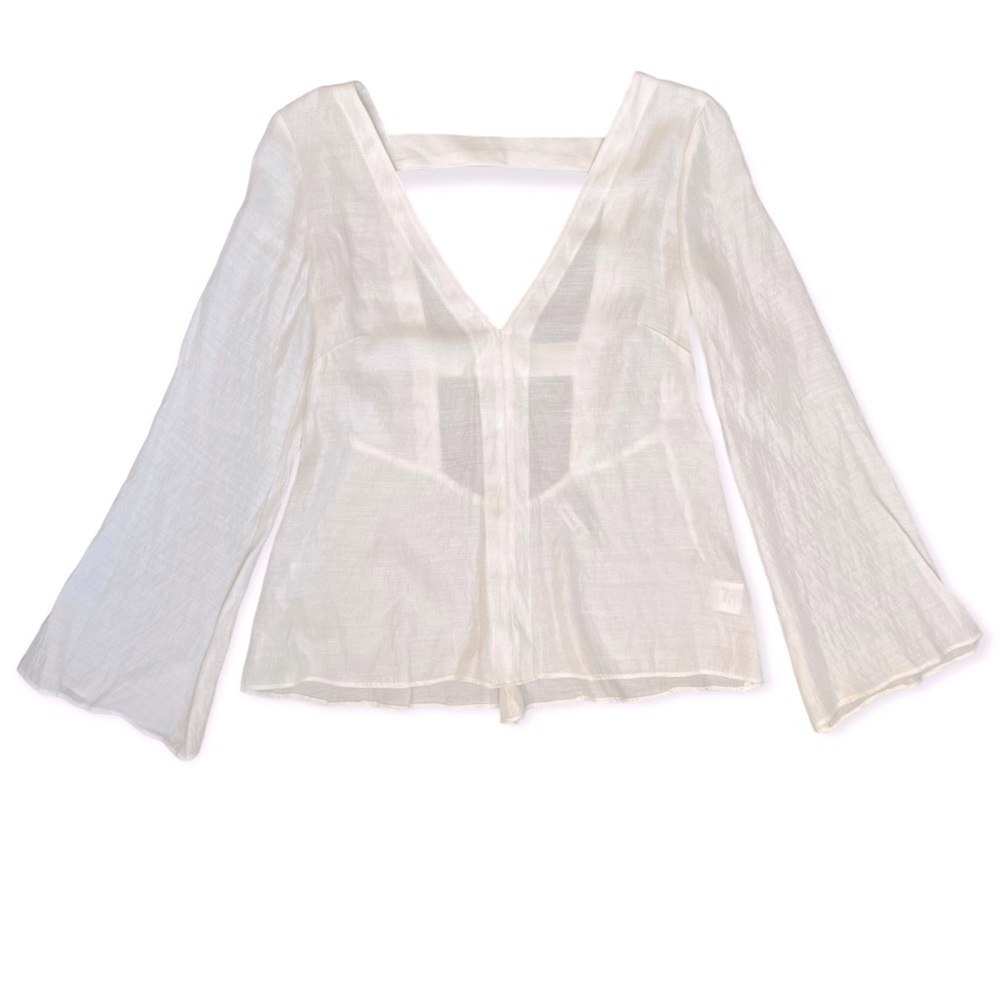 Bec & Bridge Flowy White Longsleeve Open Back Top Size 4